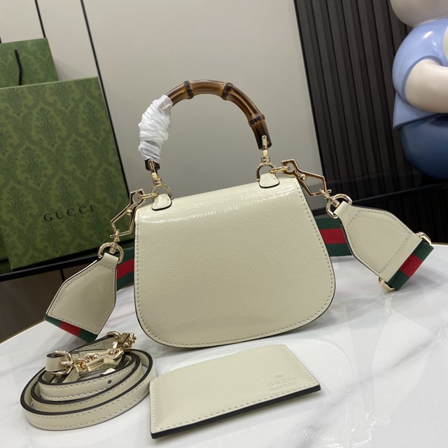 gucci專櫃新款原廠皮手袋 古馳GucciBamboo1947系列迷你竹節手提包 jcp2168